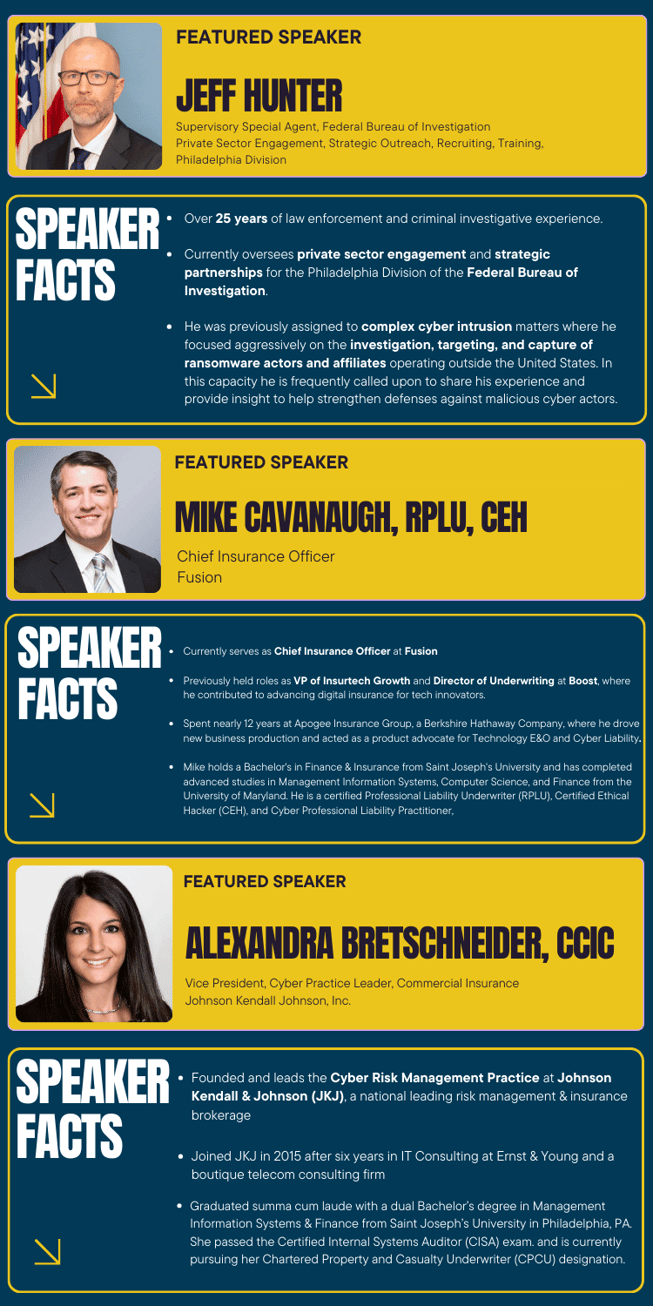 www.insurtechphl.com Alexandra Bretschneider, CCIC Speaker Facts Vice President, Cyber Practice Leader, Commercial Insurance Johnson Kendall Johnson, Inc. Featured Speaker Founded and leads the Cy